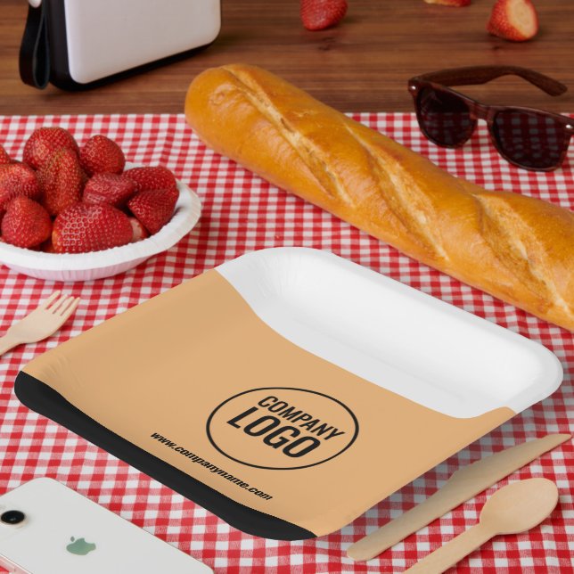 Website des modernen Logos von White Peach Black C Pappteller (Picknick)