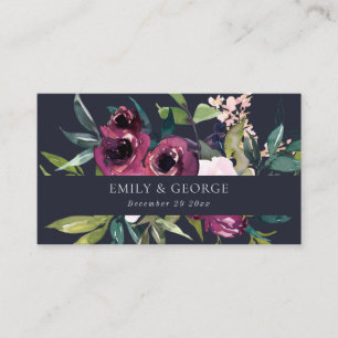 WEBSITE DES NAVY BLUSH BURGUNDY FLORAL BUNCH WEDSI VISITENKARTE