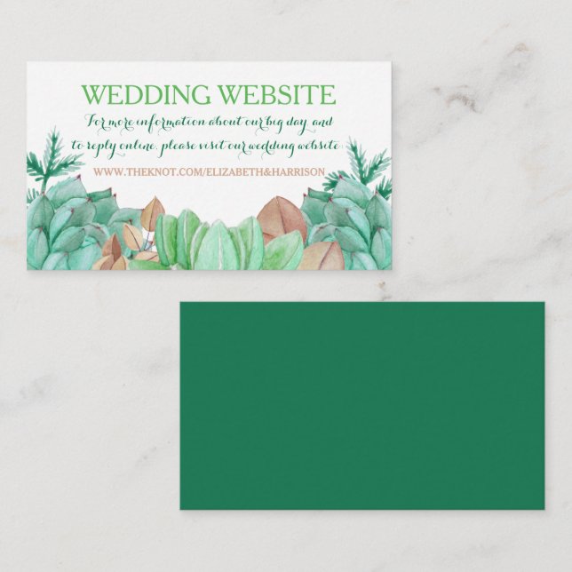 Website für Botanische Hochzeiten von Bouquet Begleitkarte (Vorne/Hinten)