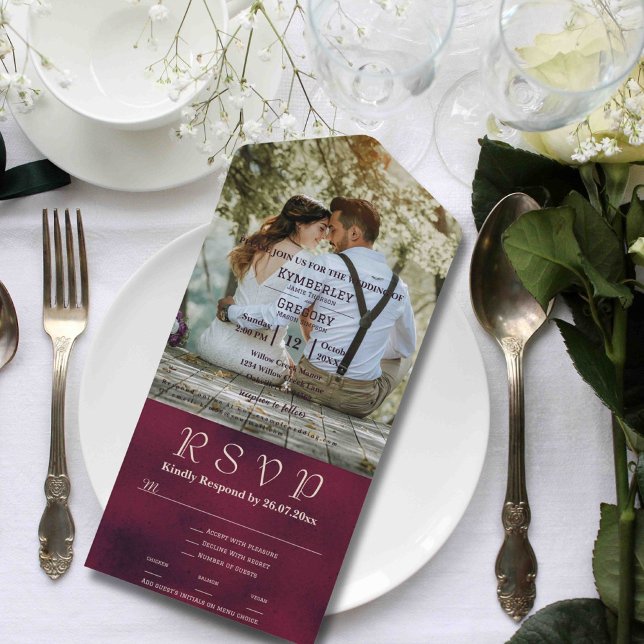 Website für Burgundy Textur im großen Foto All In One Einladung (Von Creator hochgeladen)