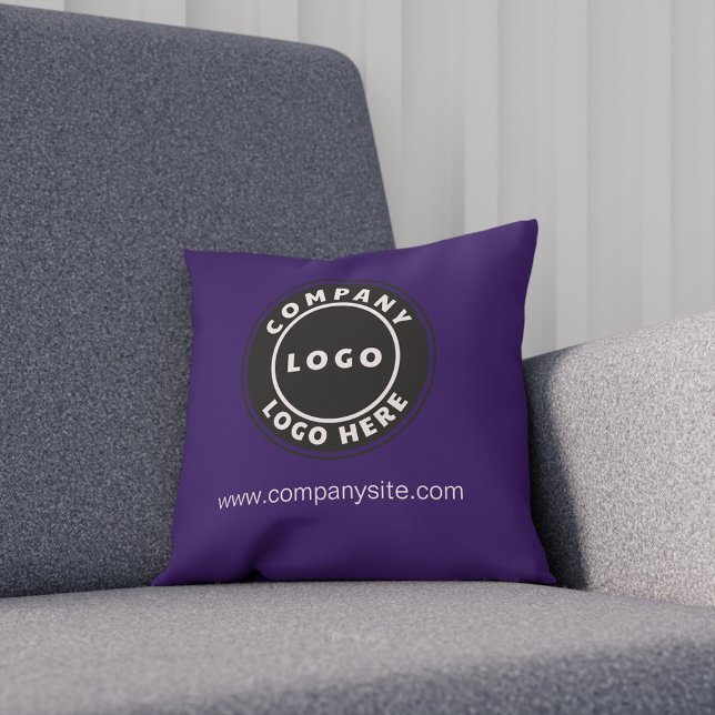 Website für das Firmenlogo Lila hinzufügen Kissen (Business Logo Elegant Purple Throw Pillow)