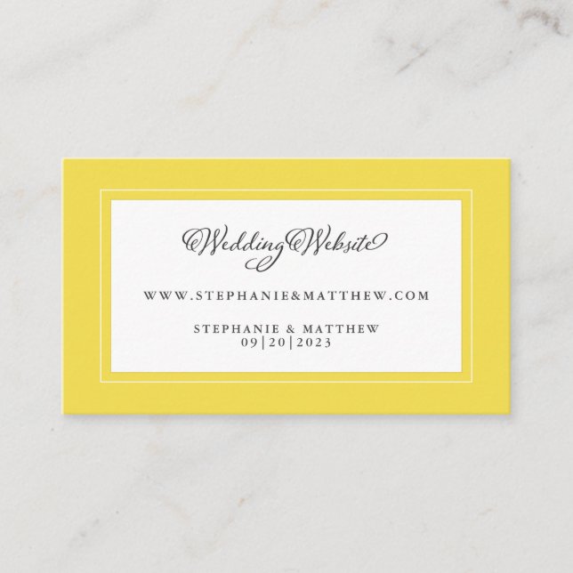 Website für gelbe und weiße Hochzeiten Moderne sch Begleitkarte (Vorderseite)