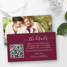 Website für Hochzeitdetails QR Foto Burgundy