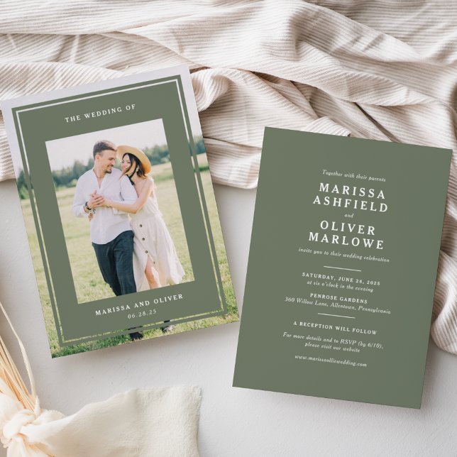 Website für Hochzeiten auf Gerahmtem Foto auf zwei Einladung (Von Creator hochgeladen)