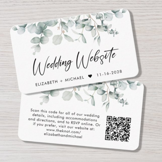 Website für Hochzeiten Eucalyptus Watercolor QR-Co Begleitkarte (Von Creator hochgeladen)