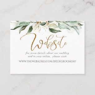 Website für Hochzeiten Gold Greenery Visitenkarte