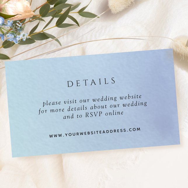 Website für Hochzeiten mit elegantem blauem Wasser Begleitkarte (Von Creator hochgeladen)
