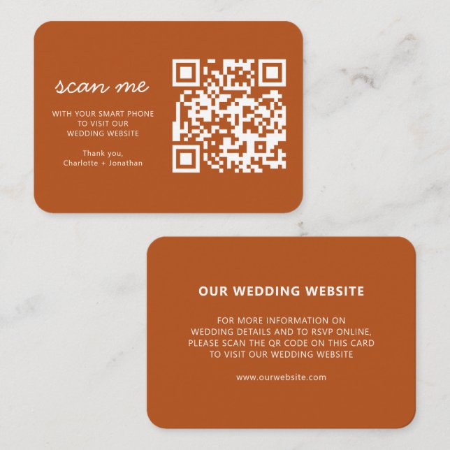Website für Hochzeiten UAWG Online QR Code Terraco Begleitkarte (Vorne/Hinten)
