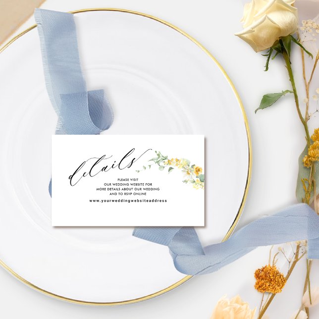 Website für Hochzeiten von Chic Yellow Floral / De Begleitkarte (Von Creator hochgeladen)