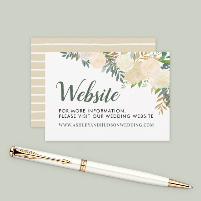 Website für Hochzeiten von Creme und Gold-Blumen Begleitkarte (Von Creator hochgeladen)