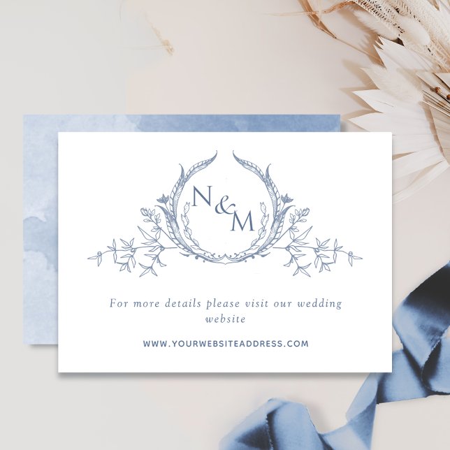 Website für Hochzeiten von Dusty Blue Watercolor M Begleitkarte (Von Creator hochgeladen)