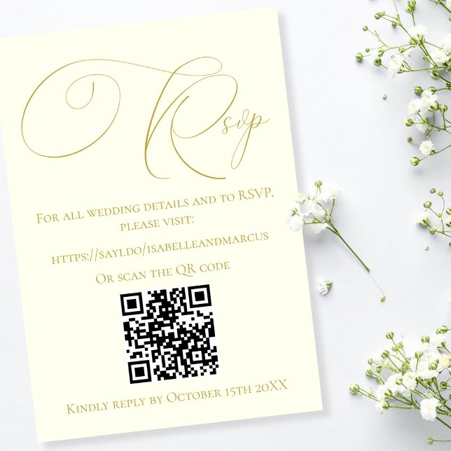 Website für Hochzeiten von Elfenbein und Gold - UA RSVP Karte (Ivory & Gold Wedding Website RSVP)