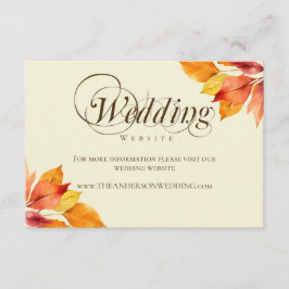 Website für rustikale Herbstlaub zur Hochzeit Begleitkarte