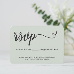 Website Hochzeit Wir haben Sitzplätze grün reservi RSVP Karte