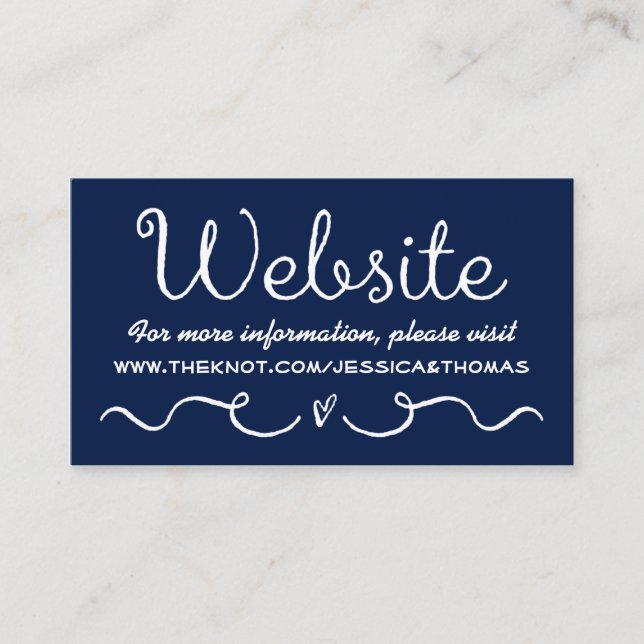 Website-Karte für Hochzeiten | Nautic Navy Blue &  Begleitkarte (Vorderseite)
