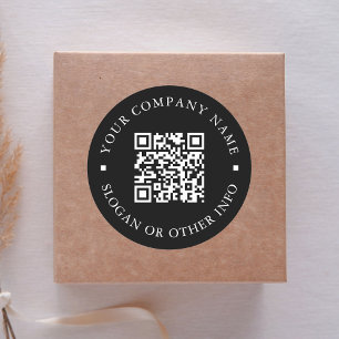 Website Link QR Code Minimal Business Name Schwarz Runder Aufkleber