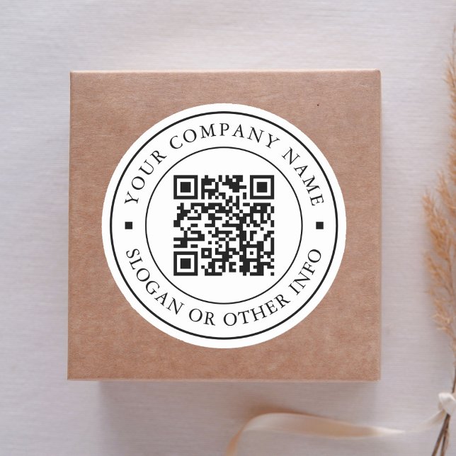 Website-Link-QR-Code Minimal Firmenname Runder Aufkleber (Von Creator hochgeladen)