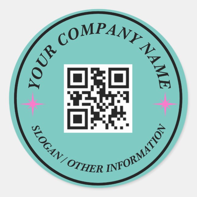 Website Link QR Code Minimaler Firmenname Aufklebe Runder Aufkleber (Vorderseite)
