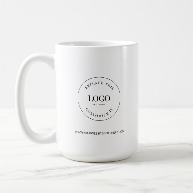 Website mit dem Logo für kundenspezifische Geschäf Kaffeetasse (Links)