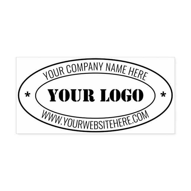 Website mit Firmenlogo Oval Briefmarke Template Permastempel (Design)