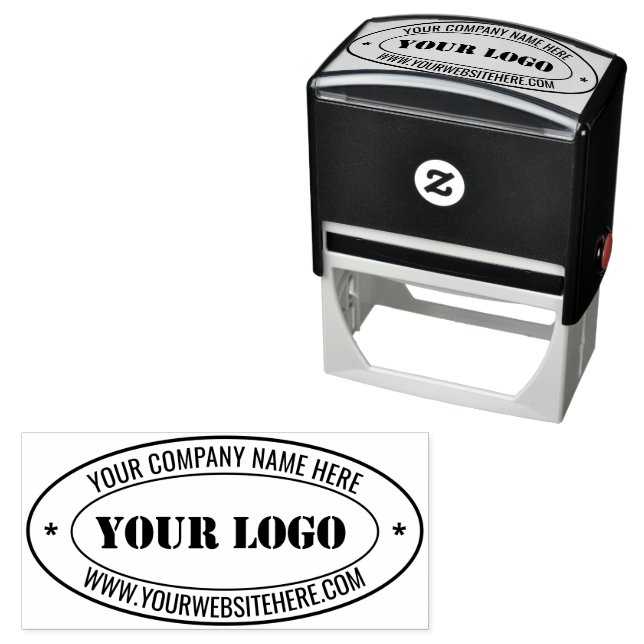 Website mit Firmenlogo Oval Design Briefmarke Permastempel (Beispiel)