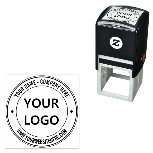 Website mit Firmenlogo Runde Briefmarke Permastempel (Beispiel)