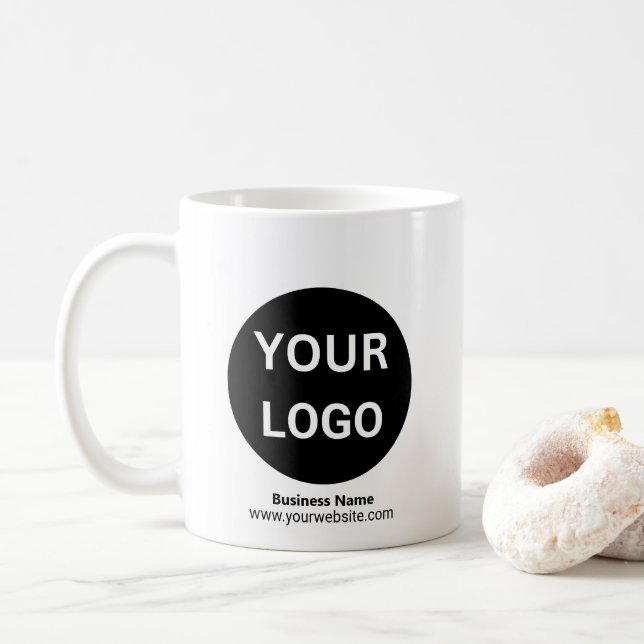 Website mit Firmenlogo Schwarz und Weiß Kaffeetasse (Mit Donut)