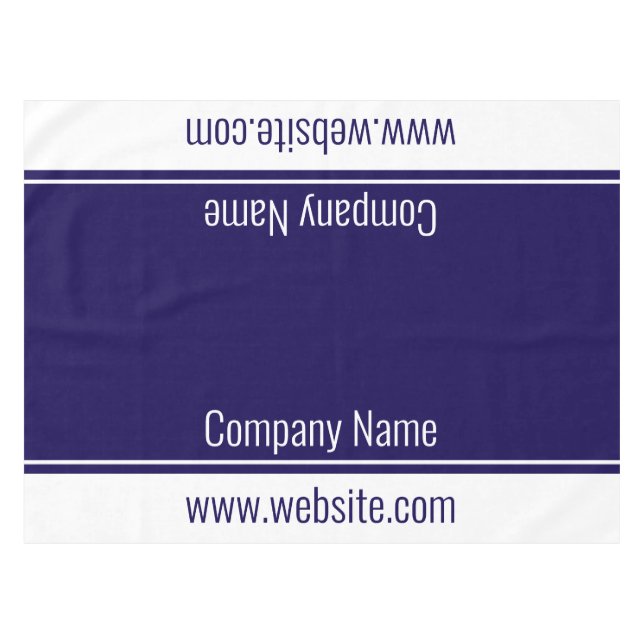 Website mit Firmennamen Blau und Weiß-Text Tischdecke (Vorderseite (Horizontal))