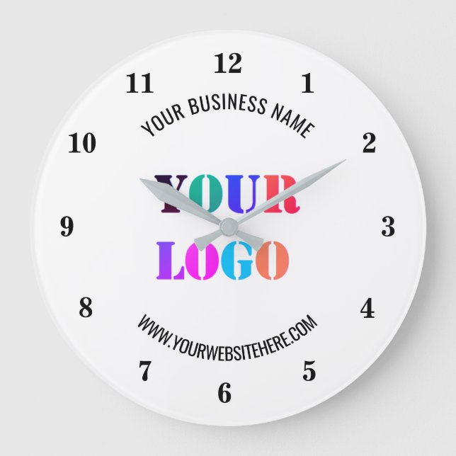 Website mit Ihrem Logo Werbeaktion Personalisiert Große Wanduhr (Vorderseite)