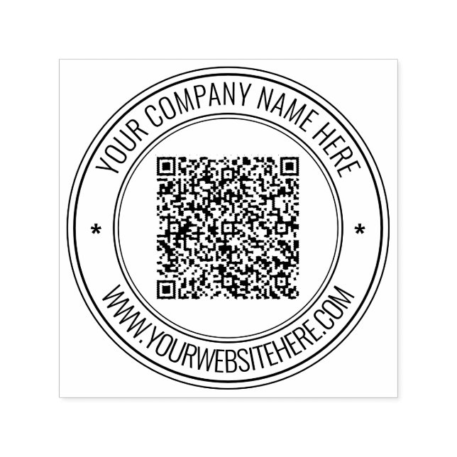 Website mit QR-Code Runde Briefmarke Permastempel (Design)