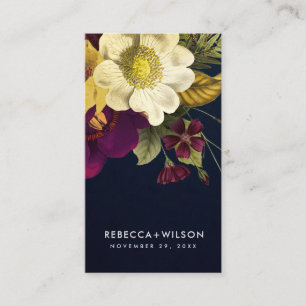 WEBSITE "NAVY VINTAG RETRO BURGUNDY FLORAL WEDSITE VISITENKARTE