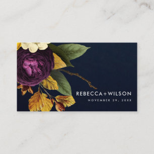 WEBSITE "NAVY VINTAG RETRO BURGUNDY FLORAL WEDSITE VISITENKARTE