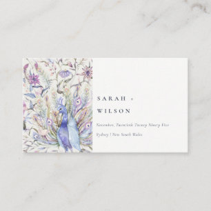 Website Pastel Classy Watercolor Peacock Wedding Begleitkarte