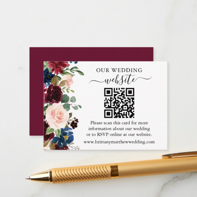Website QR zur Hochzeit von gemischten Wasserfarbe Begleitkarte (Vorderseite/Rückseite Beispiel)