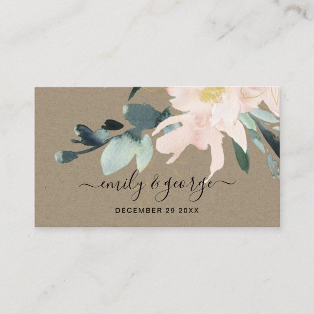 WEBSITE "RUSTIC BLUSH KRAFT FLORAL WEDSITE" UAWG VISITENKARTE (Vorderseite)