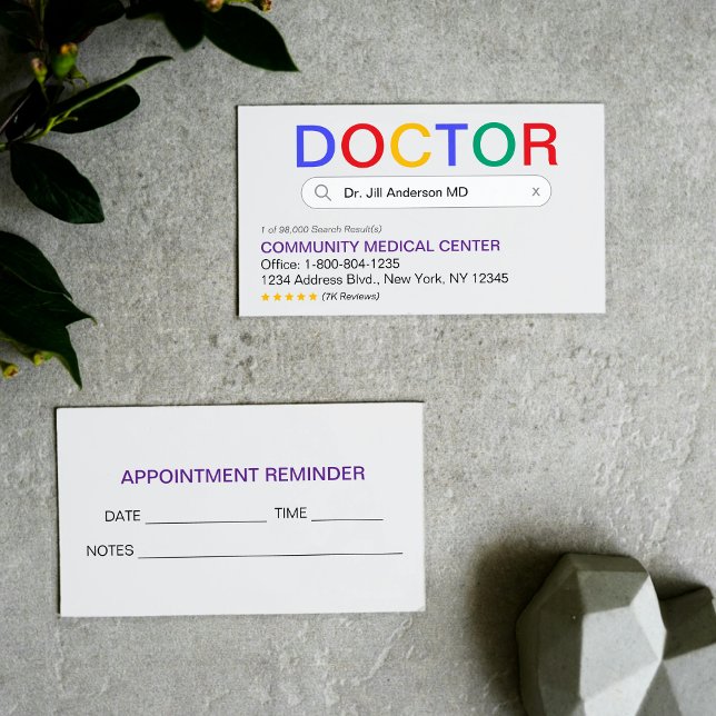Website-Suchergebnis Ärzteernennung Visitenkarte (Website Search Result Doctor Appointment Business Card
)