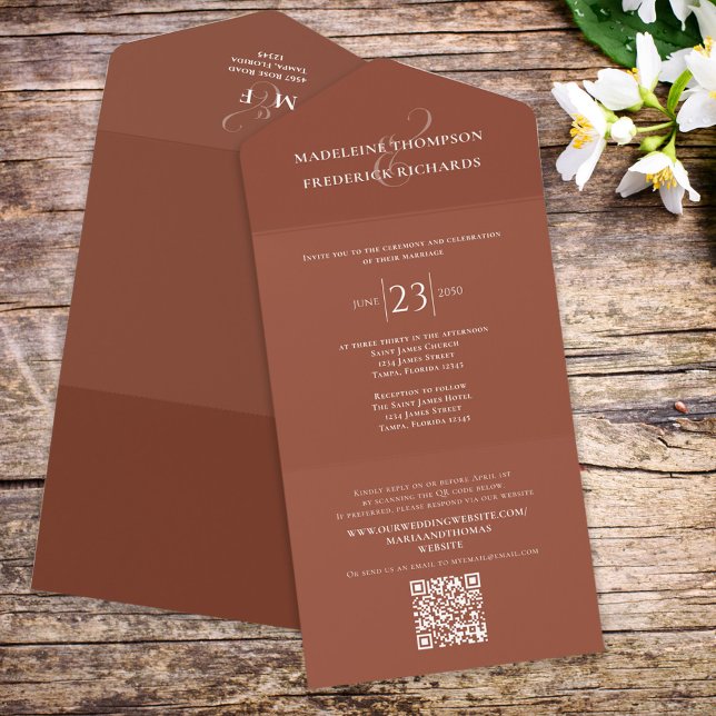 Website Terracotta Simple Eleganbudget QR Code All In One Einladung (Von Creator hochgeladen)