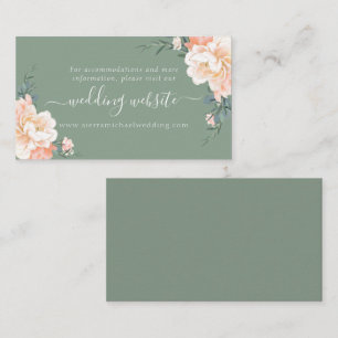 Website von Boho Sage Green Peach Cream Floral Wed Begleitkarte