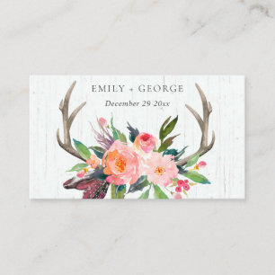 WEBSITE VON BOHO WOODEN BLUSH ANTLER FLORAL WEDSIT VISITENKARTE