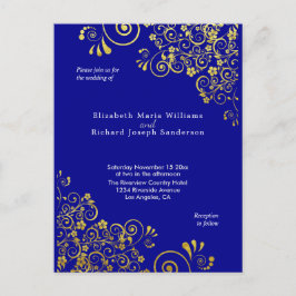 Website von Chic Blue Gold Wedding Invitation UAWG Postkarte