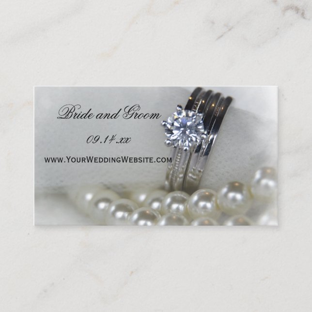 Website von Diamond Rings and Pearls Wedding Begleitkarte (Vorderseite)
