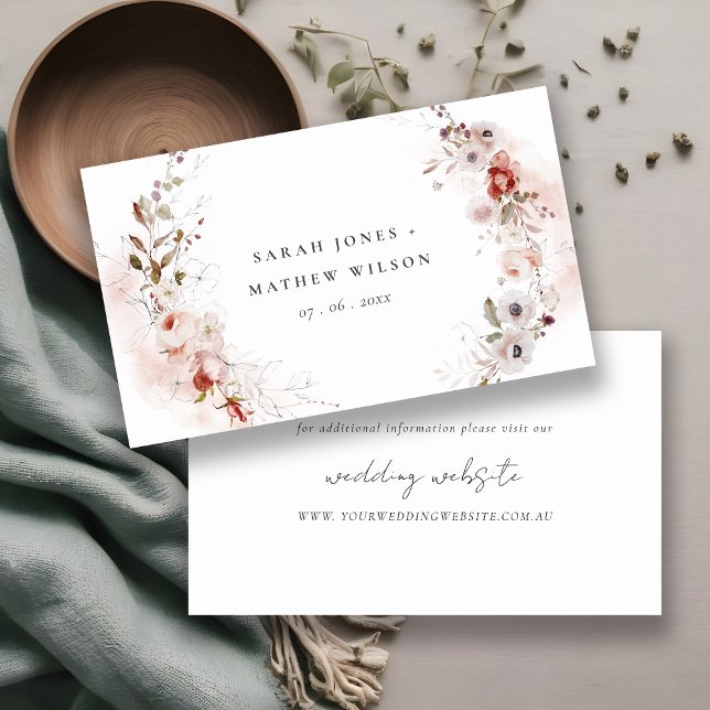Website von Dusky Fall Marsala Blush Floral Weddin Begleitkarte (Von Creator hochgeladen)