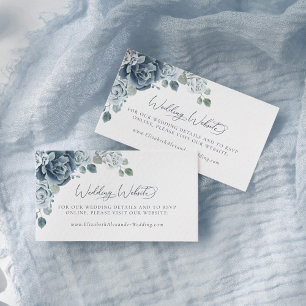 Website von Dusty Blue Floral Watercolor zum Hochz Begleitkarte