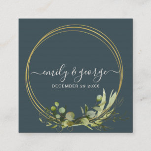 WEBSITE VON GRAY GREEN GOLD FOLIAGE WATERCOLOR WED QUADRATISCHE VISITENKARTE