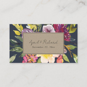 WEBSITE VON KRAFT YELLOW NAVY BURGUNDY FLORAL WEDS VISITENKARTE