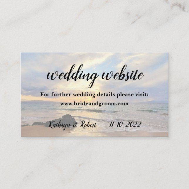 Website von Maui Beach Wedding Begleitkarte (Vorderseite)