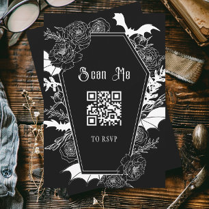 Website von Moody Black Gothic Wedding QR Code RSVP Karte