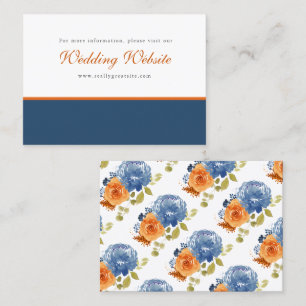 Website von Navy Blue Burnt Orange Floral Boho Wed Visitenkarte