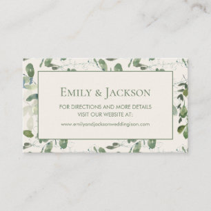 Website von Sage Moss Green Blätter Cream Wedding Visitenkarte