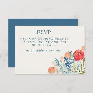 Website von Vintag Watercolor Florals Boho Wedding RSVP Karte